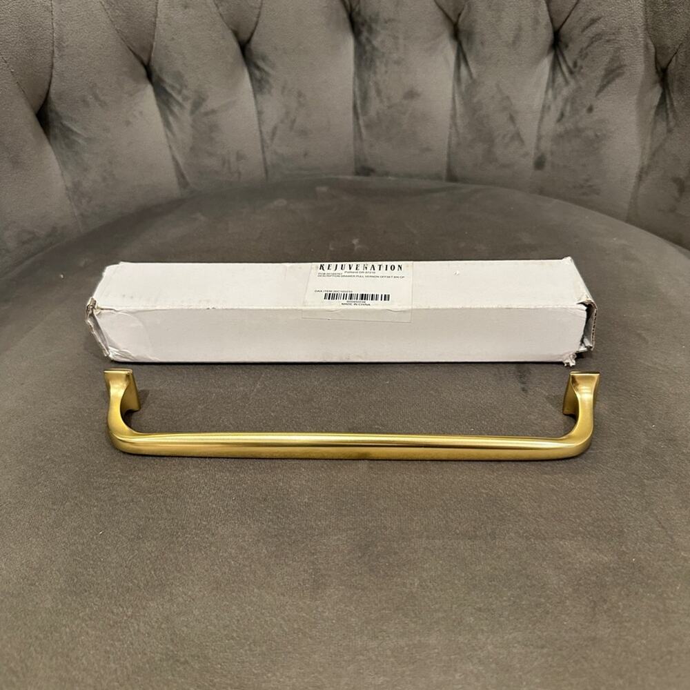 Rejuvenation Vernon Offset Drawer Pull 8” Aged Brass
